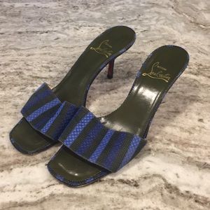 Christian louboutin blue and black slippers